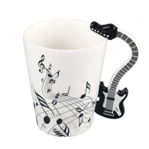 Ceramic Mug with Black Electric Guitar