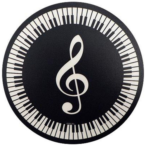 Mouse mat - round with treble clef and keyboards