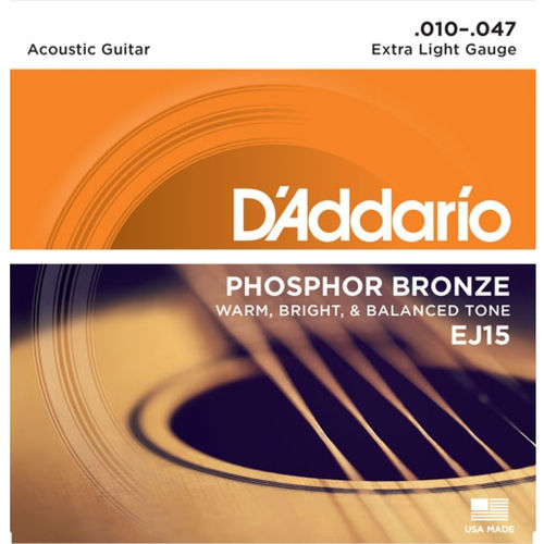 D'Addario EJ15 10-47 Extra Light - for Steel String Guitar