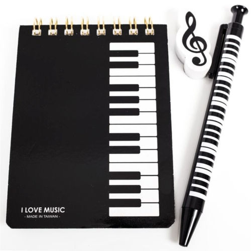 Small Stationery Kit I Love Music - Black Keyboard Design